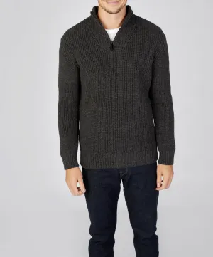 Reefer Ribbed Zip Neck Sweater Graphite