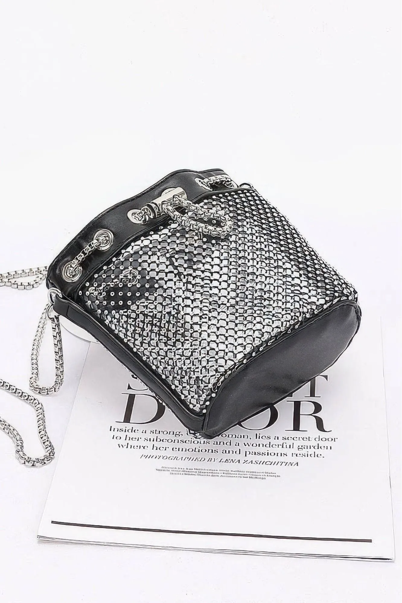 Rhinestone Mesh Tube Bag