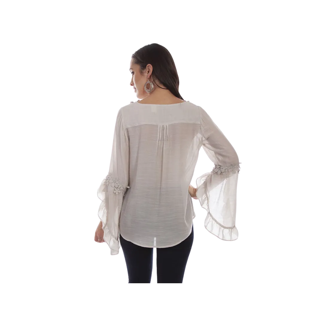Scully Women's Flowly Sleeve Floral Tan Shirt