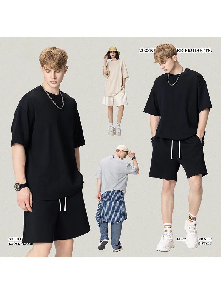 Solid Color Loose Trendy Cotton Plain T-Shirts