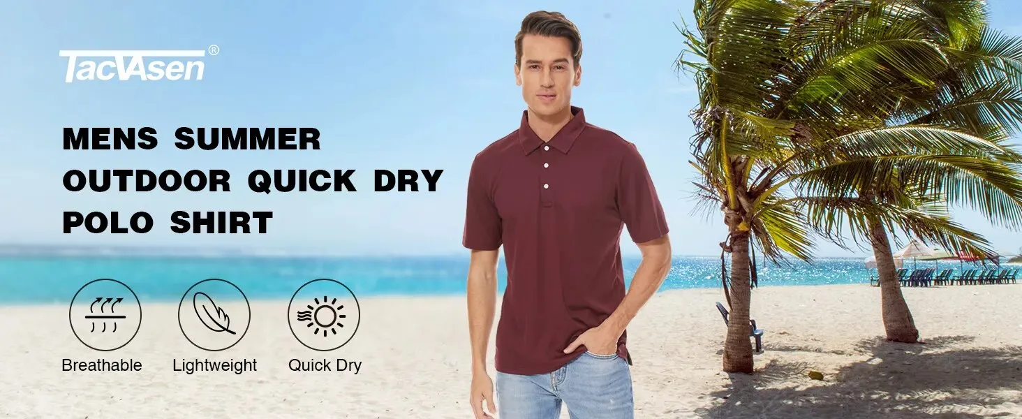 TACVASEN Summer Quick Dry Short Sleeve Polo Shirt