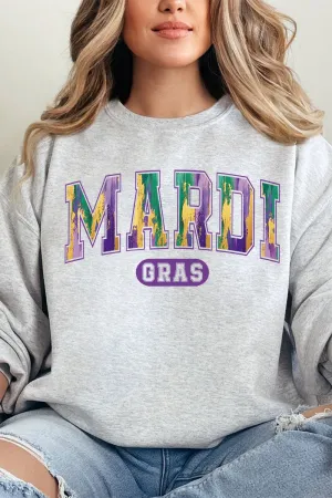 Watercolor Mardi Gras Heavy-weight Crew Sweatshirt