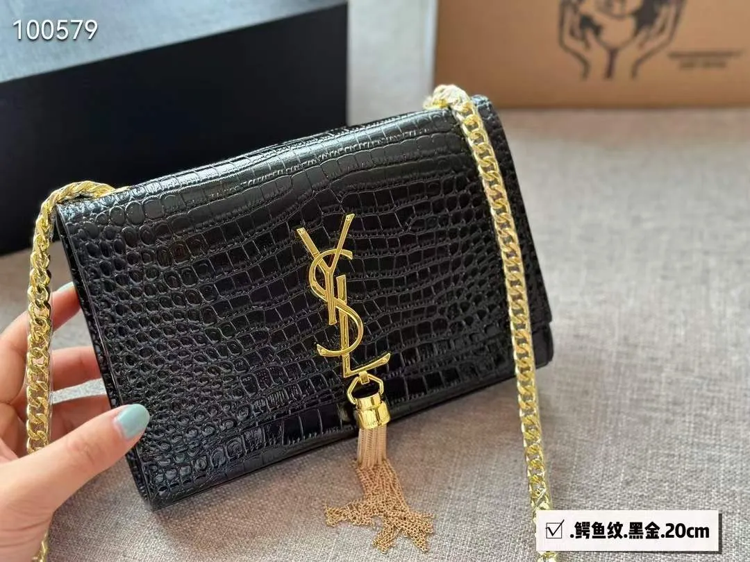 YSL Small Chain Leather Bag (BLACK)